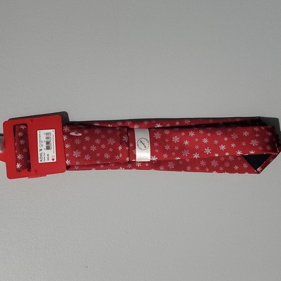 Bespoke accessory men's tie size one size holiday red snowflake snowflakes - Picture 6 of 11